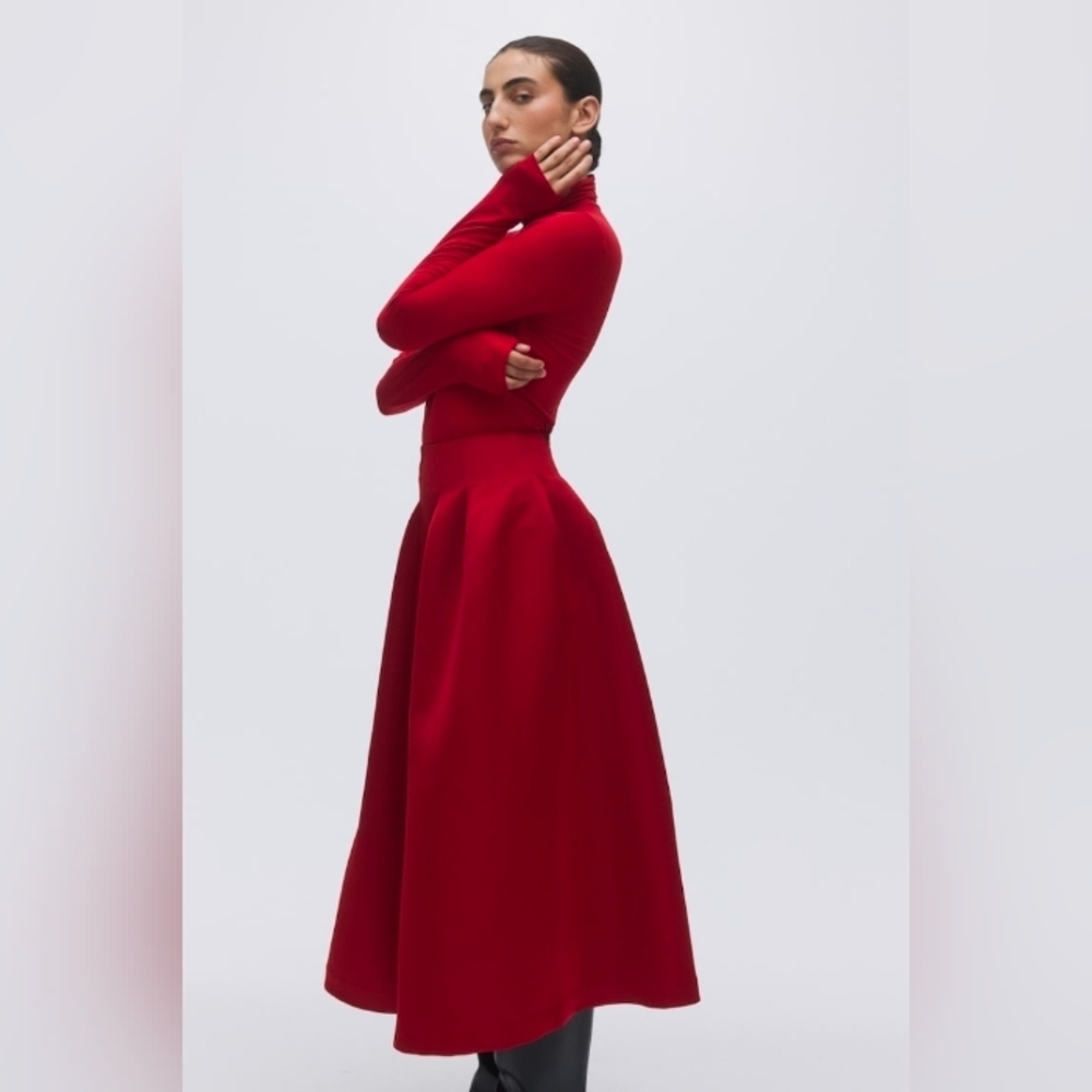 H&M Vibrant Red Midi Skirt